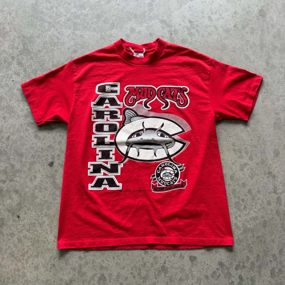 Vintage 1993 Carolina Mudcats Minor League Baseball Graphic T-Shirt